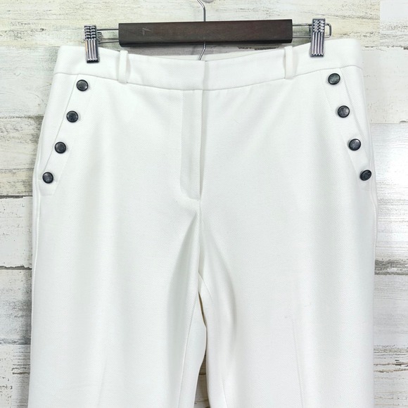 WHITE HOUSE BLACK MARKET The BOOT Womens Sailor Button Flare Pants White Size 10 - Picture 3 of 16
